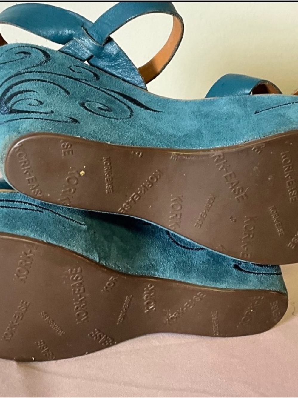 Kork-Ease Teal Leather Platform Sandals for Women - Picture 5 of 7